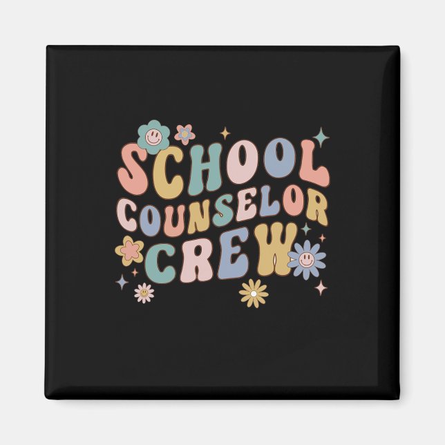 Groovy Retro School Counsellor Crew Teacher Back T Magnet (Front)