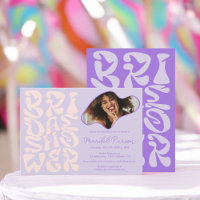 Groovy retro Script lavender Photo bridal shower