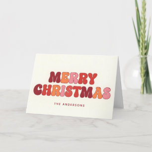 Groovy Retro Script Merry Christmas Holiday Card