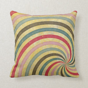 Groovy Retro Spiral Sunbeam Ray Swirl Cushion