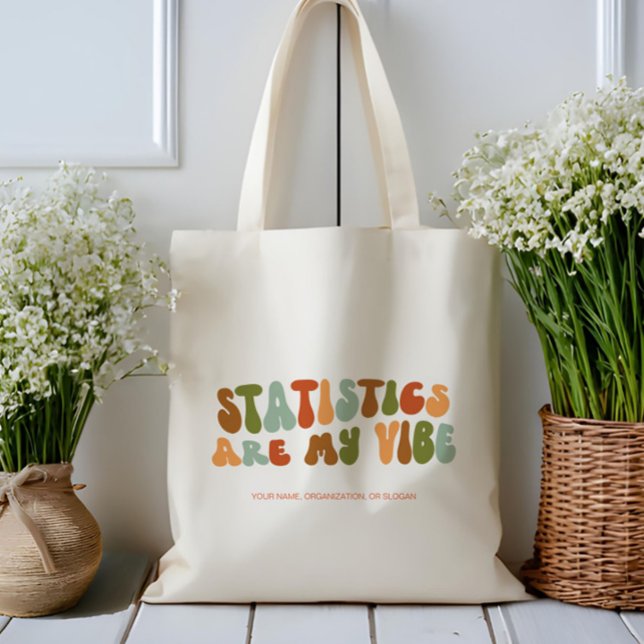 Groovy Retro Statistics Are My Vibe, Statistician Tote Bag (Creator Uploaded)