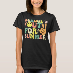Groovy Retro Summer Vibes School s Out For Summer T-Shirt