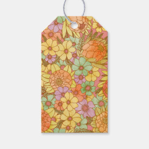 Groovy Retro Summertime Protea And Daisy  Gift Tags