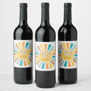 Groovy Retro Sunshine Boy Baby Shower Favours Wine Label