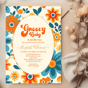 Groovy Retro Sunshine Daisy Baby Shower Invitation