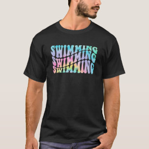Groovy Retro Swimming Swimmer Just Keep Swimming   T-Shirt