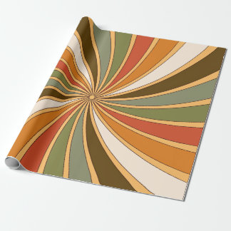 Groovy Retro Swirl in Warm Earth Tones Wrapping Paper