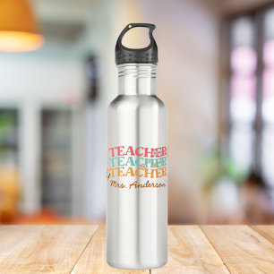 Groovy Retro Teacher in Colourful 70s Style 710 Ml Water Bottle
