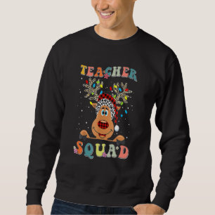 Groovy Retro Teacher Squad Reindeer  Teacher Chris Sweatshirt