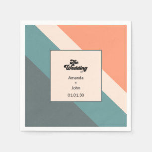 Groovy-Retro The Wedding Of Orange Dusty Blue  Napkin