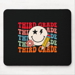 Groovy Retro Third Grade Byck To School Students T Mouse Pad