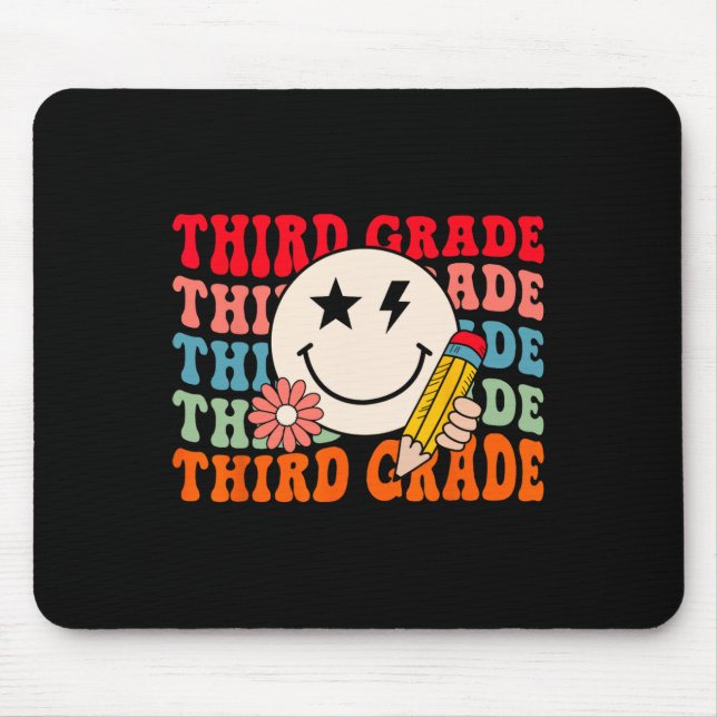 Groovy Retro Third Grade Byck To School Students T Mouse Pad (Front)