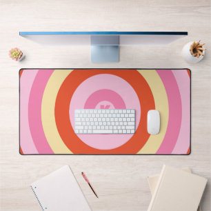 Groovy Retro Vintage Seventies Circle Monogram Desk Mat