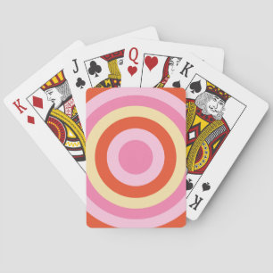 Groovy Retro Vintage Seventies Layered Circle Playing Cards