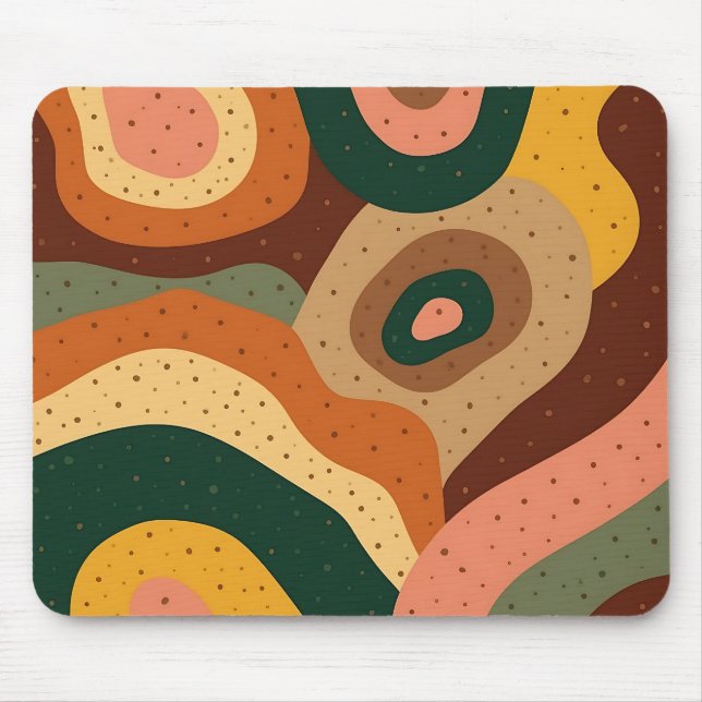 Groovy retro waves and dots with vibrant colours mouse pad (Front)
