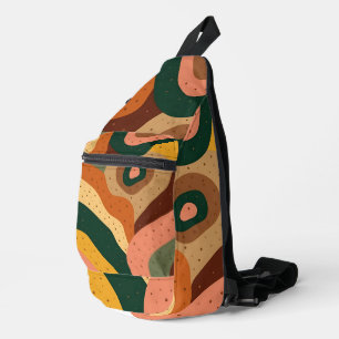 Groovy retro waves and dots with vibrant colours sling bag