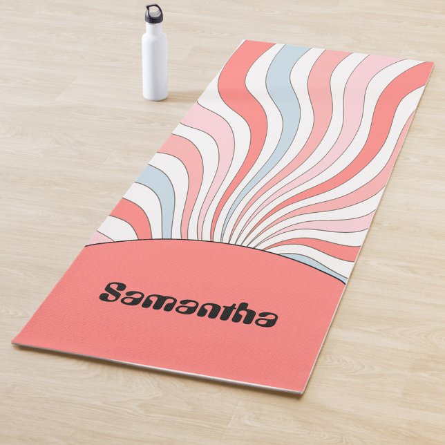 Groovy Retro Waves in Pastel Colours Yoga Mat (Creator Uploaded)