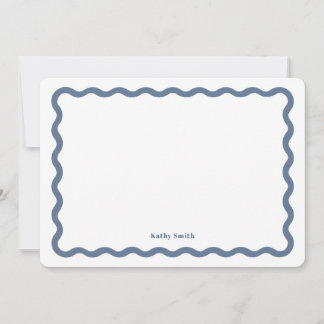 Groovy Retro Wavy Blue Personalised Stationery Card