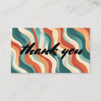 Groovy retro wavy lines thank you enclosure card