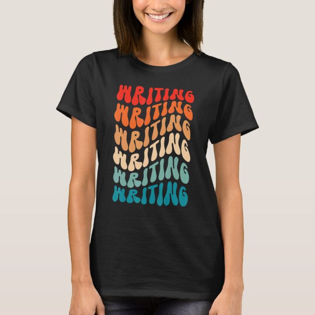 Groovy Retro Writting Girl Retro 70s Hippie Boho V T-Shirt (Front)