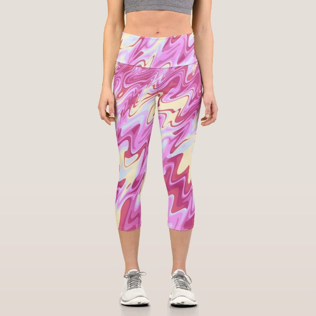 Groovy Ripples Capri Leggings (Front)