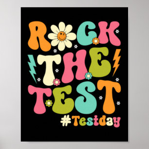 Groovy Rock The Test Motivational Retro Teachers Poster