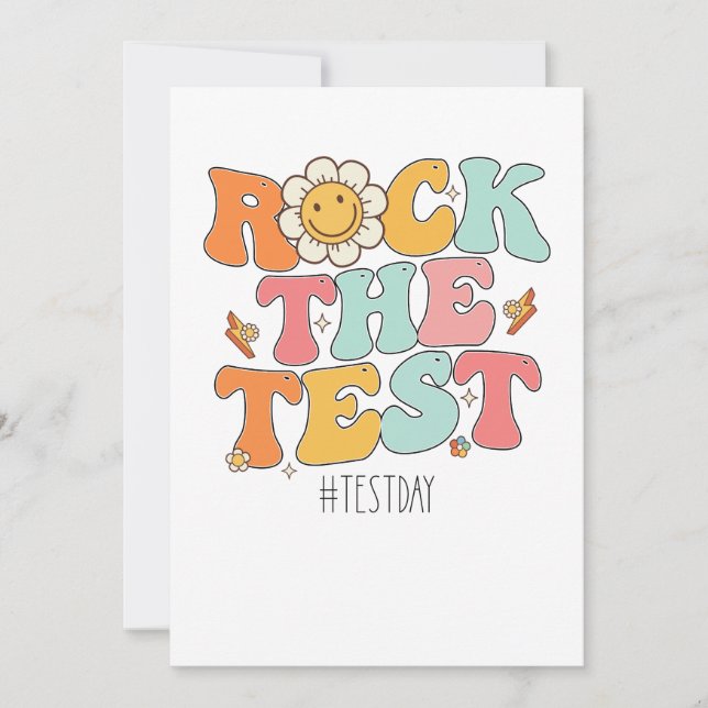 Groovy Rock The Test Motivational Testing Day Invitation (Front)