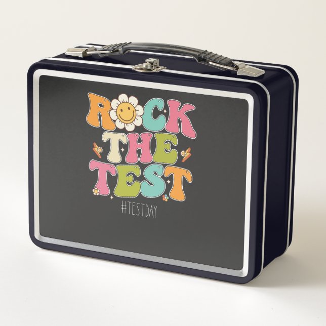 Groovy Rock The Test Motivational Testing Day Metal Lunch Box (Front)