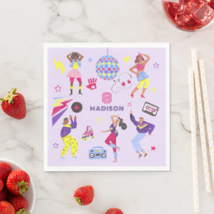 Groovy Roller Disco Party Retro 80s Discoball Napkin