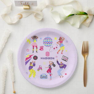 Groovy Roller Disco Party Retro 80s Discoball Paper Plate