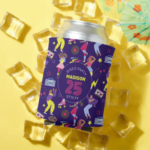Groovy Roller Disco Purple Party Millennial Retro Can Cooler
