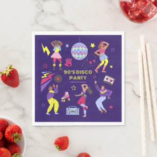 Groovy Roller Disco Purple Party Millennial Retro Napkin