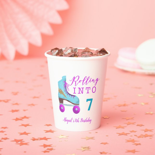 Groovy Roller Skating Birthday Party Paper Cups (Insitu)