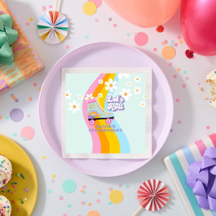 Groovy Rollerskating Retro Rainbow Birthday Napkin