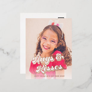 Groovy Rose Gold Valentine's Day Photo Foil Holiday Postcard