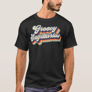 Groovy Sagittarius Retro Vintage Style Graphic Des T-Shirt