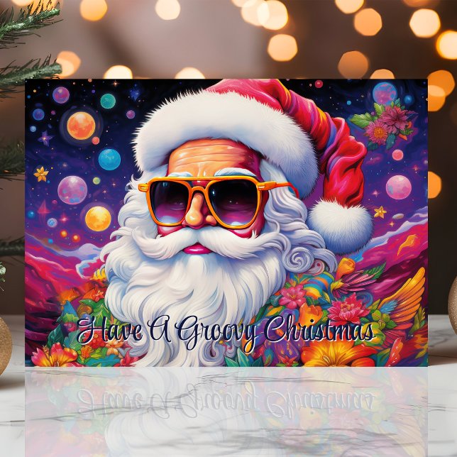 Groovy Santa Psychedelic Christmas Holiday Card (Creator Uploaded)