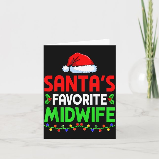 Groovy Santa's Favorite Midwife Nurse Christmas Sa Card (Front)