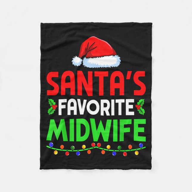 Groovy Santa's Favorite Midwife Nurse Christmas Sa Fleece Blanket (Front)