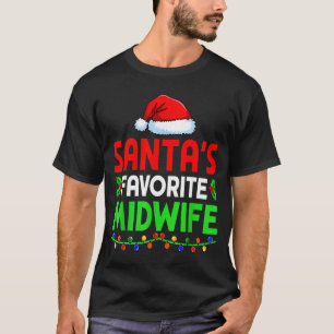 Groovy Santa's Favorite Midwife Nurse Christmas Sa T-Shirt