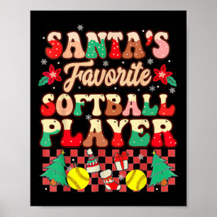 Groovy Santa's Favorite Softll Player Christmas Pa Poster