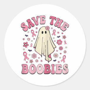 Groovy Save The S Breast Cancer Awareness Hallowee Classic Round Sticker