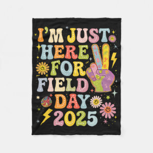 Groovy School Field Day I'm Just Here For Field Da Fleece Blanket