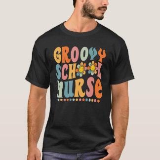 Groovy School Nurse Colourful Daisy back To school T-Shirt