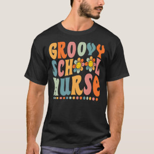 Groovy School Nurse Colourful Daisy back To school T-Shirt