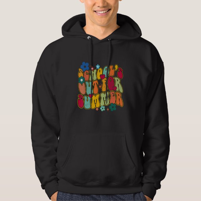 Groovy Schools Out for Summer Ladies Women Kids Te Hoodie (Front)