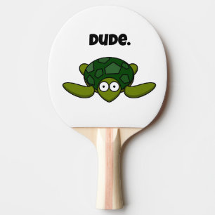 Groovy Sea Turtle Cartoon, Funny Ocean “Dude" Ping Pong Paddle