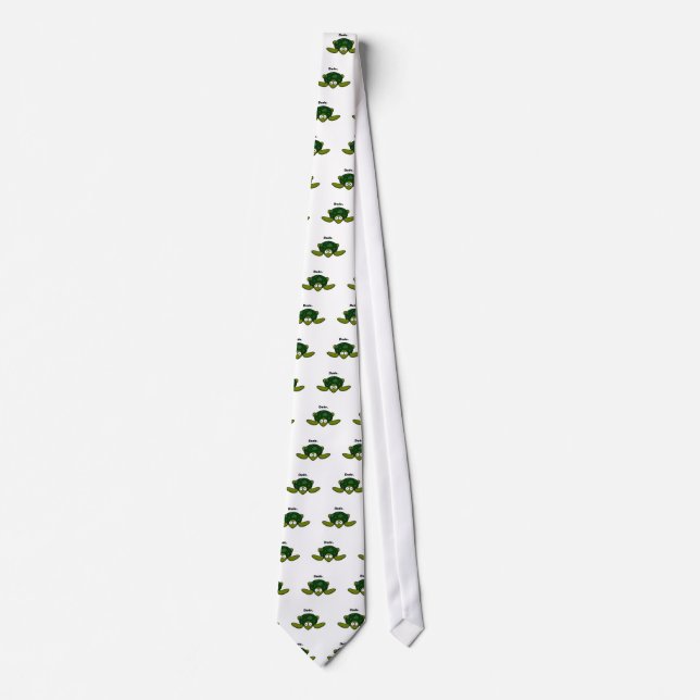 Groovy Sea Turtle Cartoon, Funny Ocean “Dude" Tie (Front)