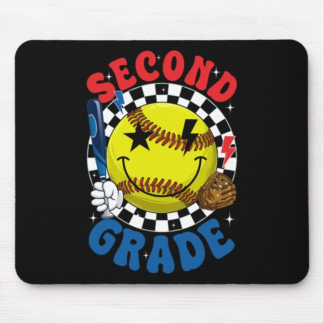 Groovy Second Grade Team Softll First Day Of Schoo Mouse Pad (Front)