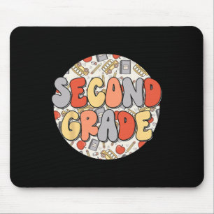Groovy Second Grade Vibes Retro Teachers Kids Back Mouse Pad